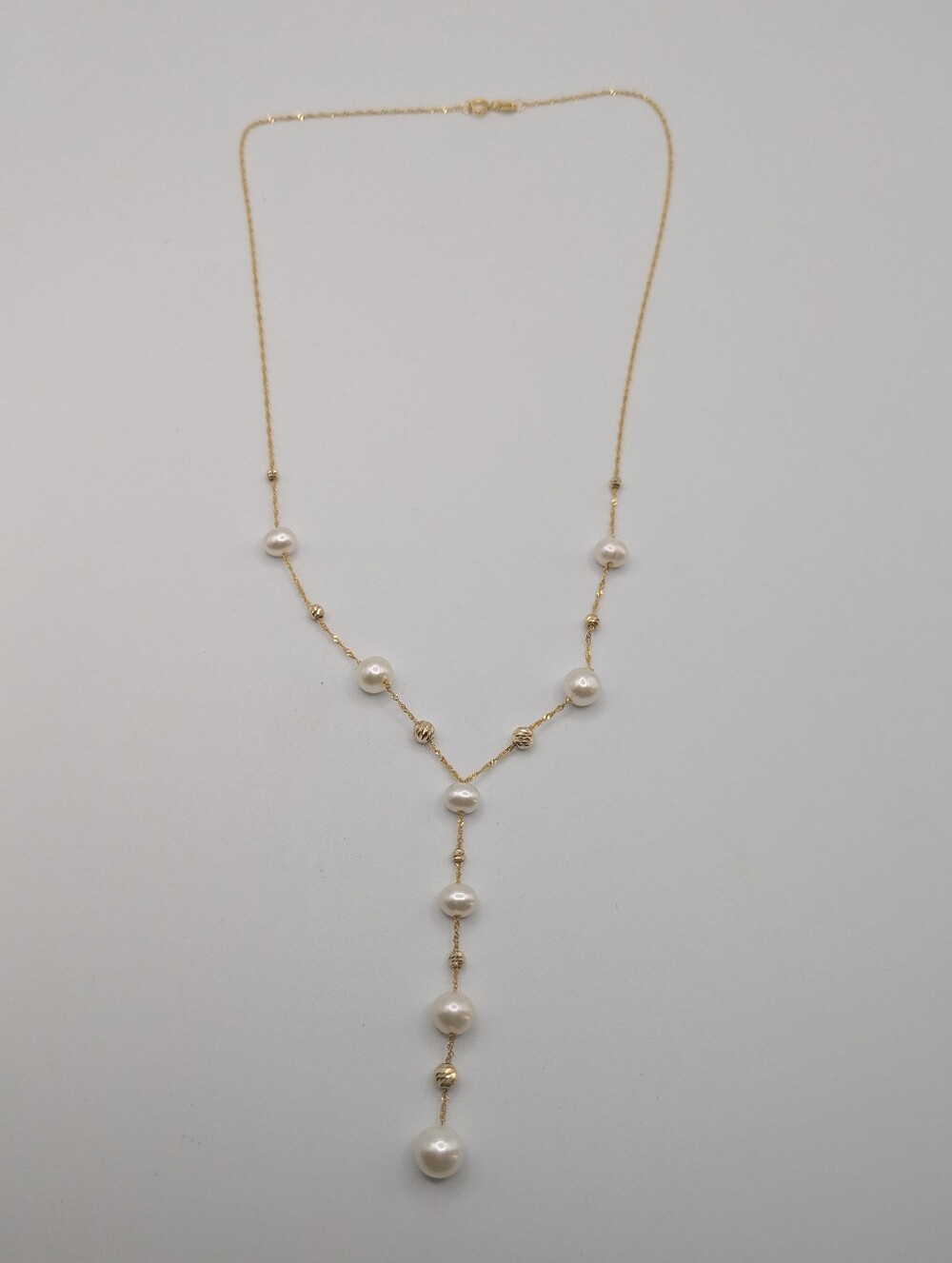 Effy 14k Yellow Gold White Pearl Lariat Drop Necklace R. H Macy&Co Fine Jewelry - Picture 2 of 16